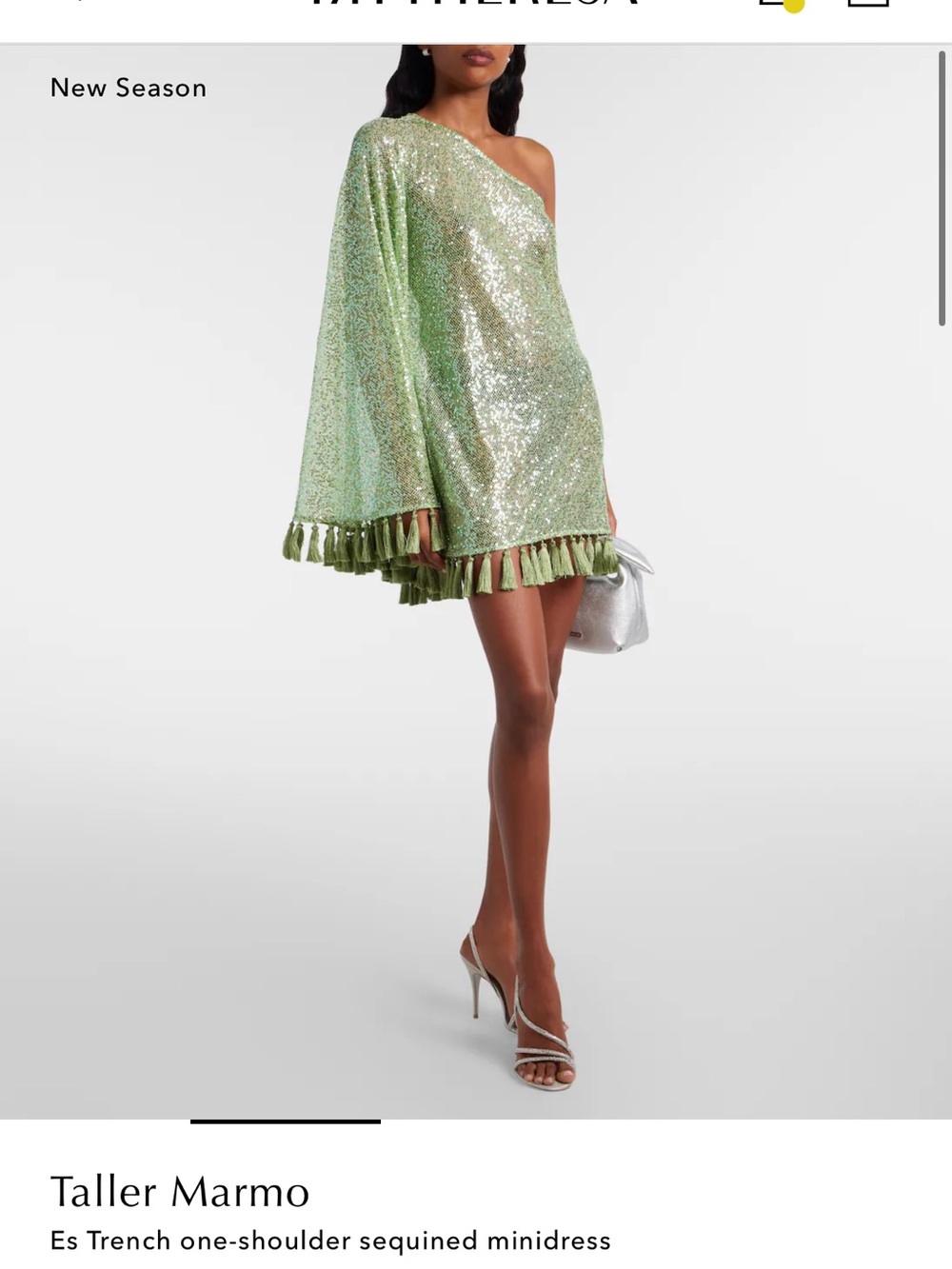 Taller Marmo NWT 38 Sequin Tassel Dress - Light Green
